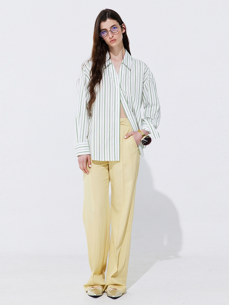 Belted Straight Trousers_Yellow