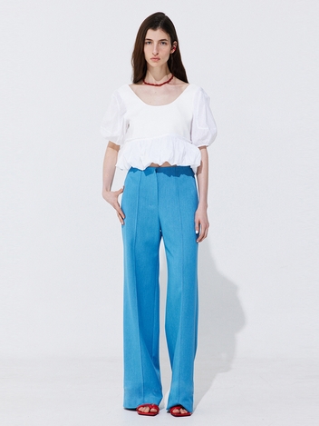 Pintuck Straight Trousers_Light Blue