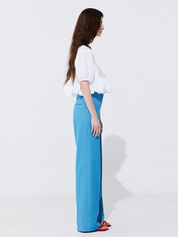 Pintuck Straight Trousers_Light Blue