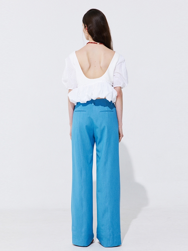 Pintuck Straight Trousers_Light Blue