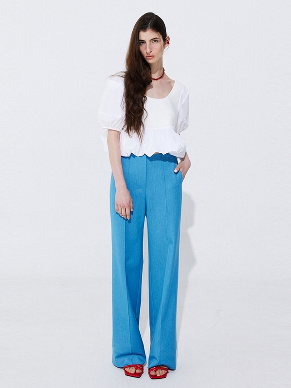 Pintuck Straight Trousers_Light Blue