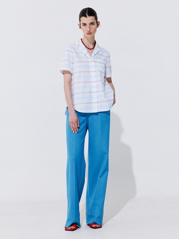 Pintuck Straight Trousers_Light Blue