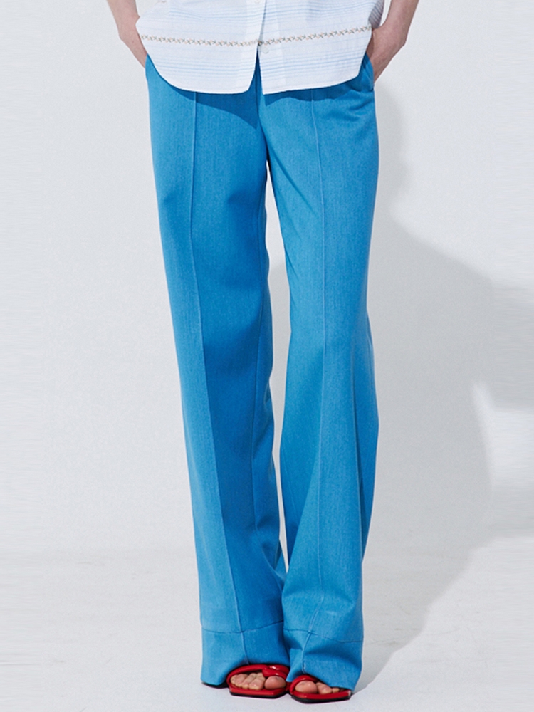 Pintuck Straight Trousers_Light Blue