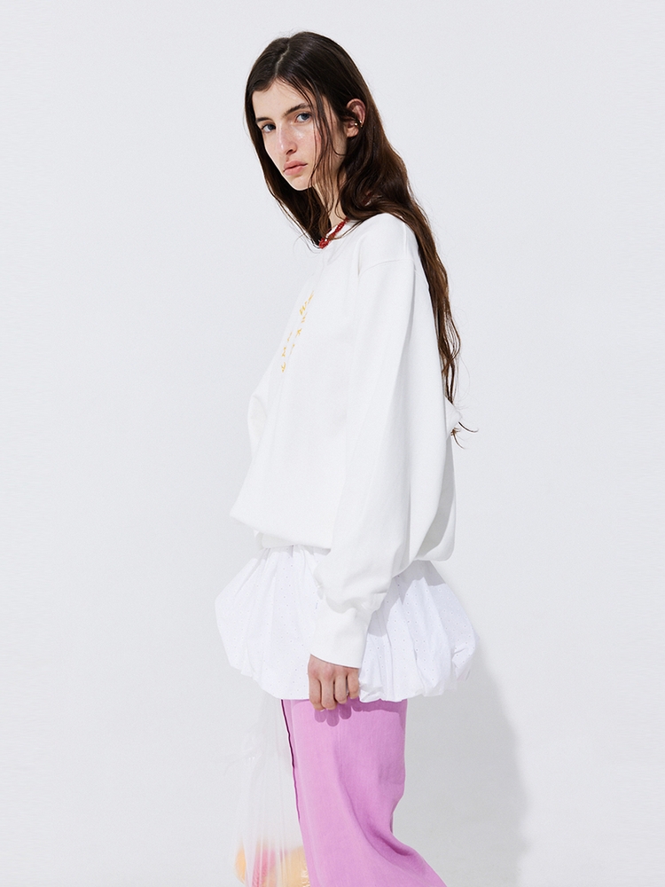 Embroidery Balloon Banding Skirt_White