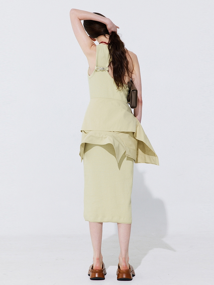 Back Cut-out Sleeveless Dress_Light Green