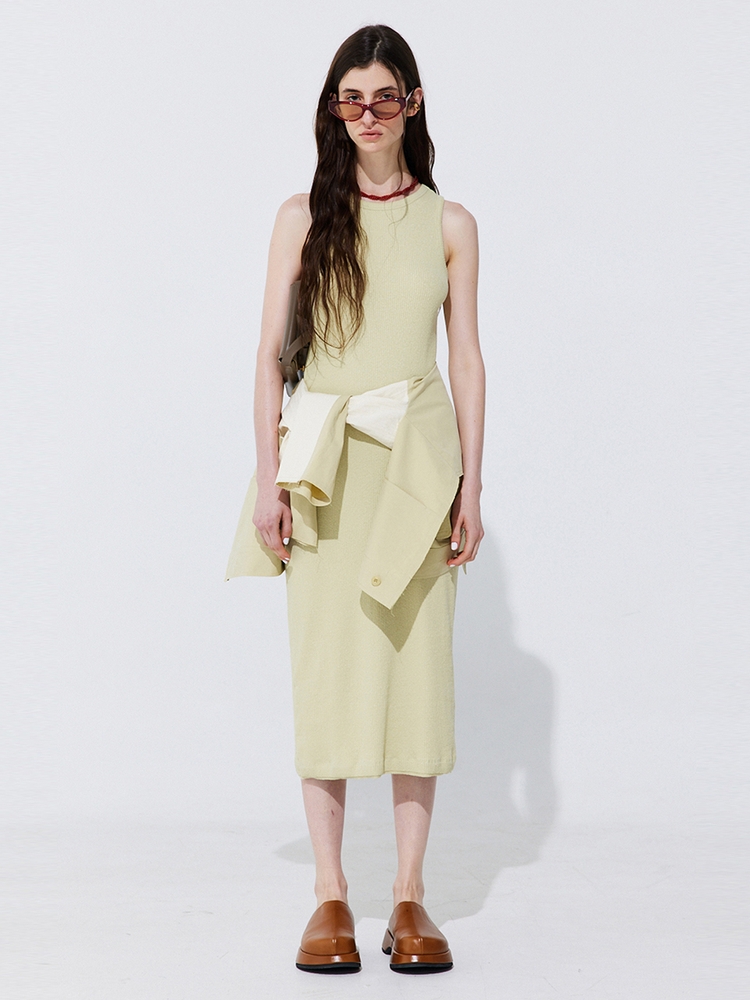 Back Cut-out Sleeveless Dress_Light Green