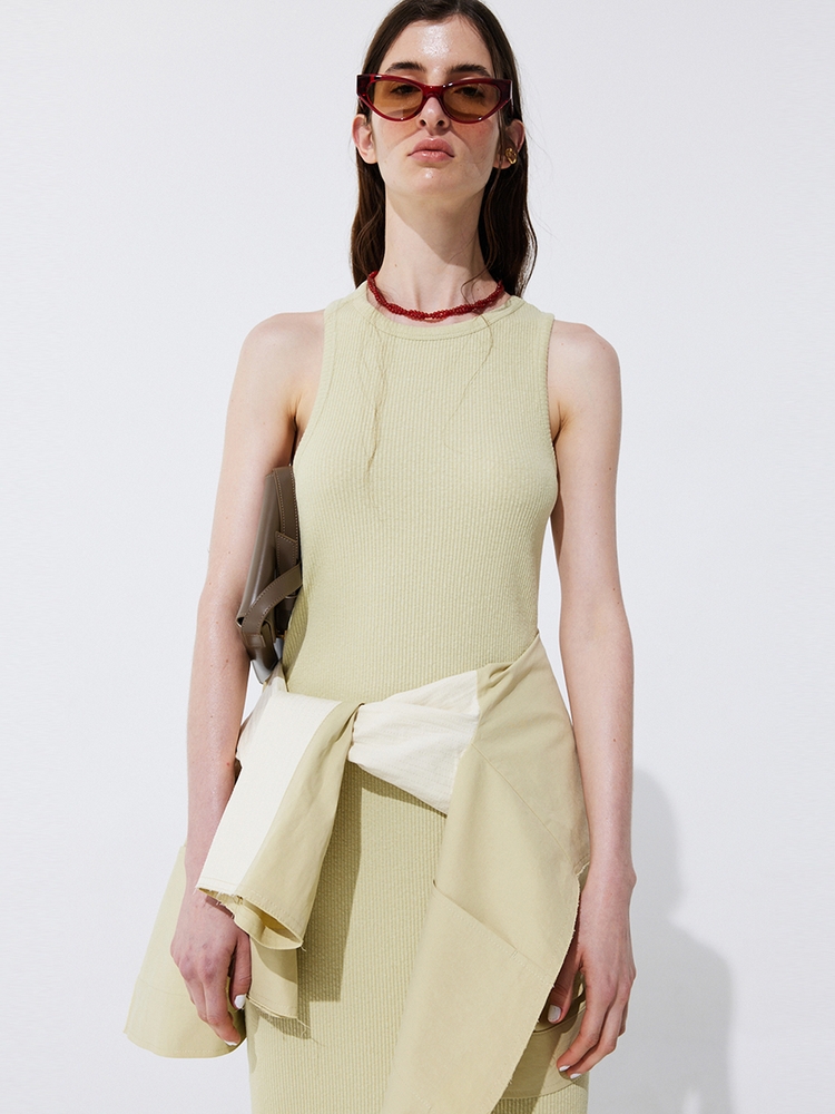 Back Cut-out Sleeveless Dress_Light Green