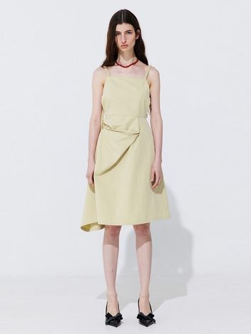 Shirring Back Line Layered Dress_Olive