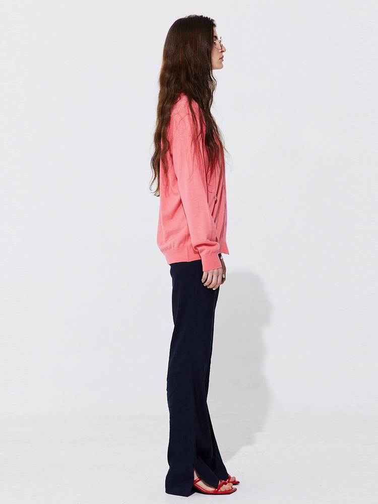 Silky Unbalanced Cardigan_Hot Pink