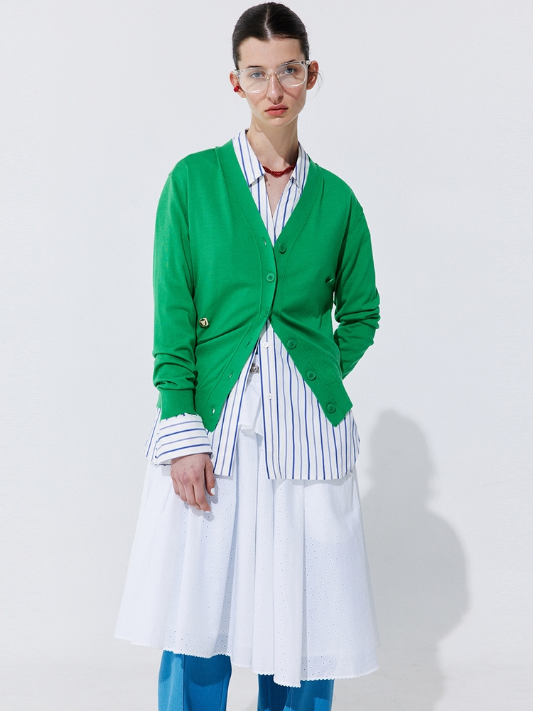 Silky Unbalanced Cardigan_Green