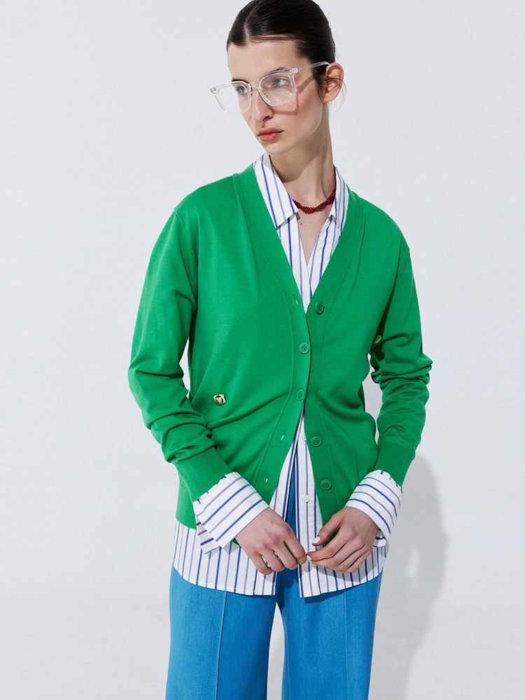 Silky Unbalanced Cardigan_Green