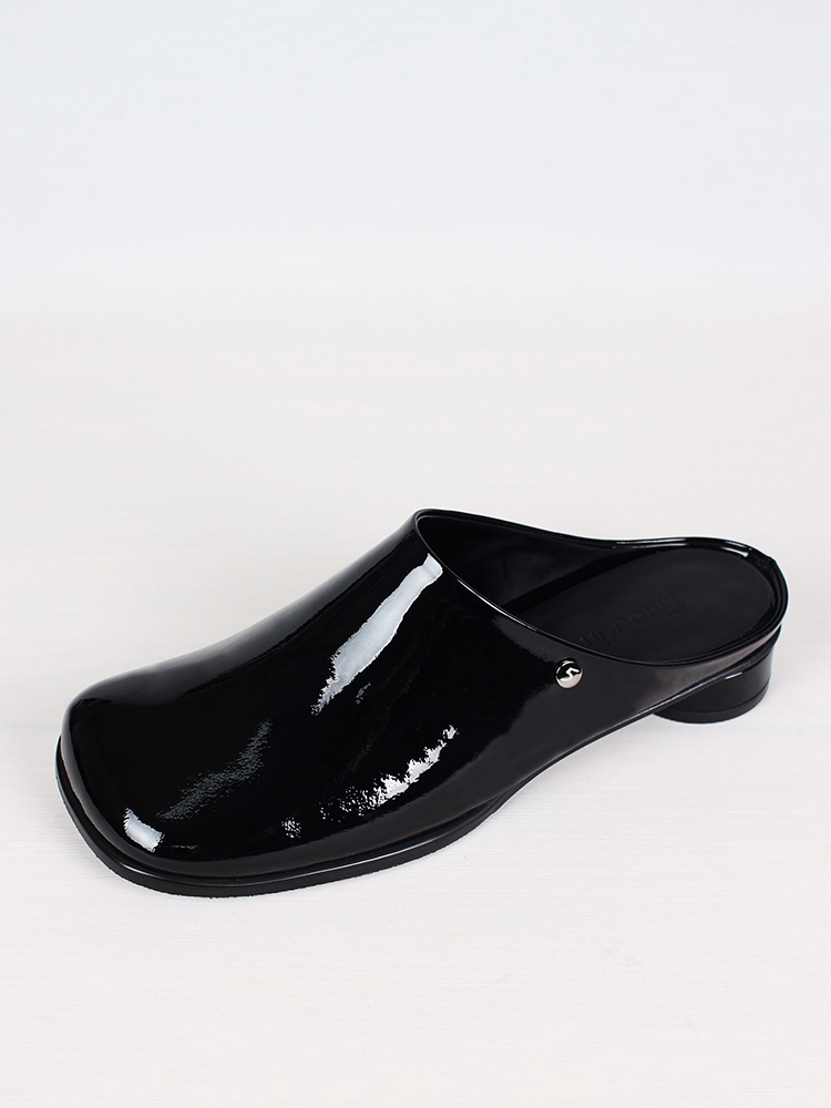 Kkulao square low mules_black patent