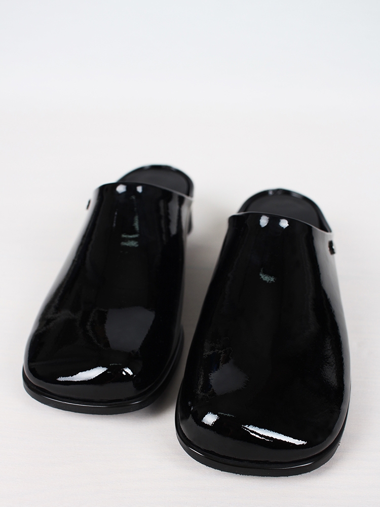 Kkulao square low mules_black patent