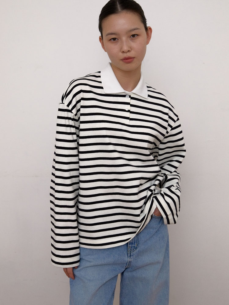 Stripe polo T-Shirts (White)