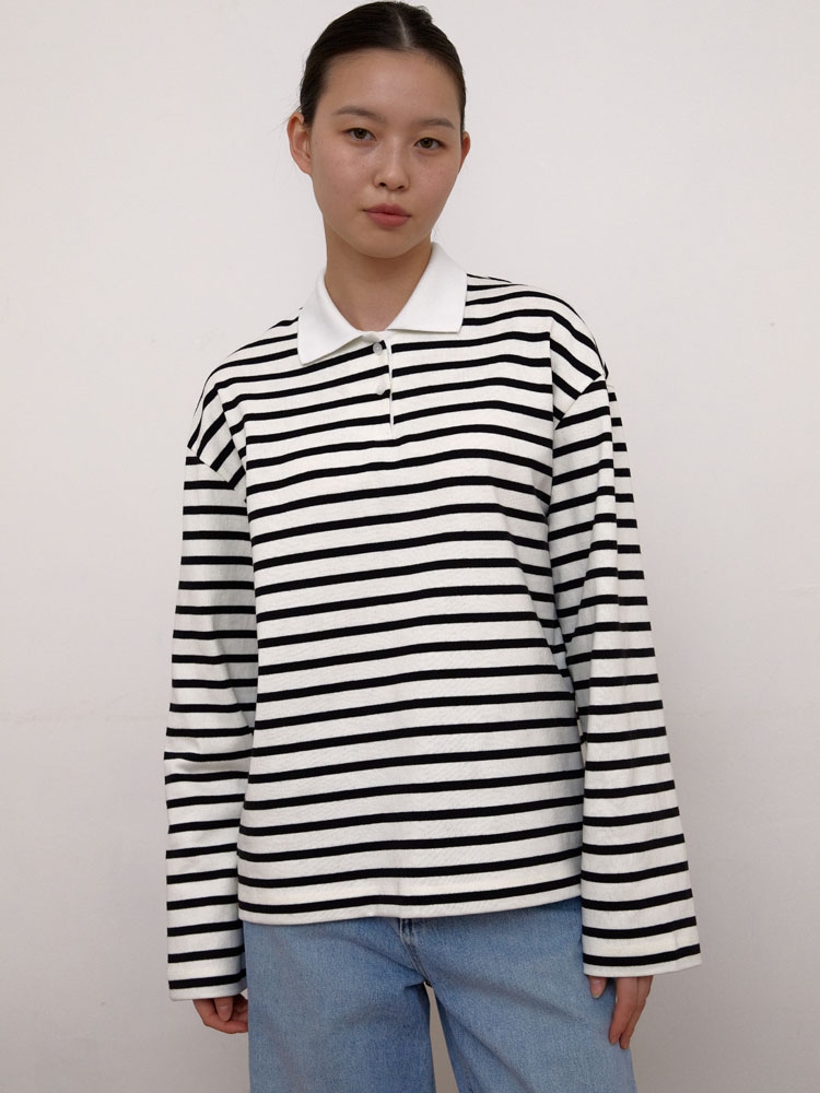 Stripe polo T-Shirts (White)