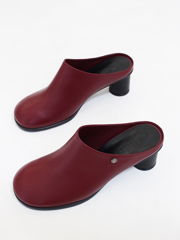 Kkulao round middle mules_burgundy