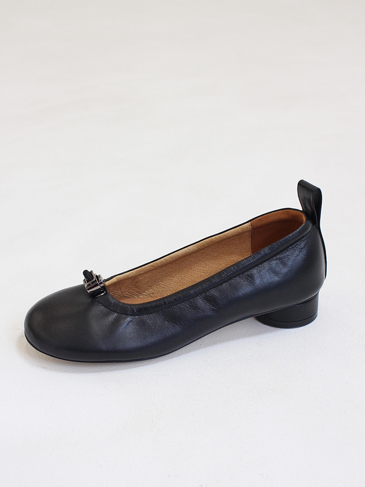 Ngela round toe stopper flatshoes_black