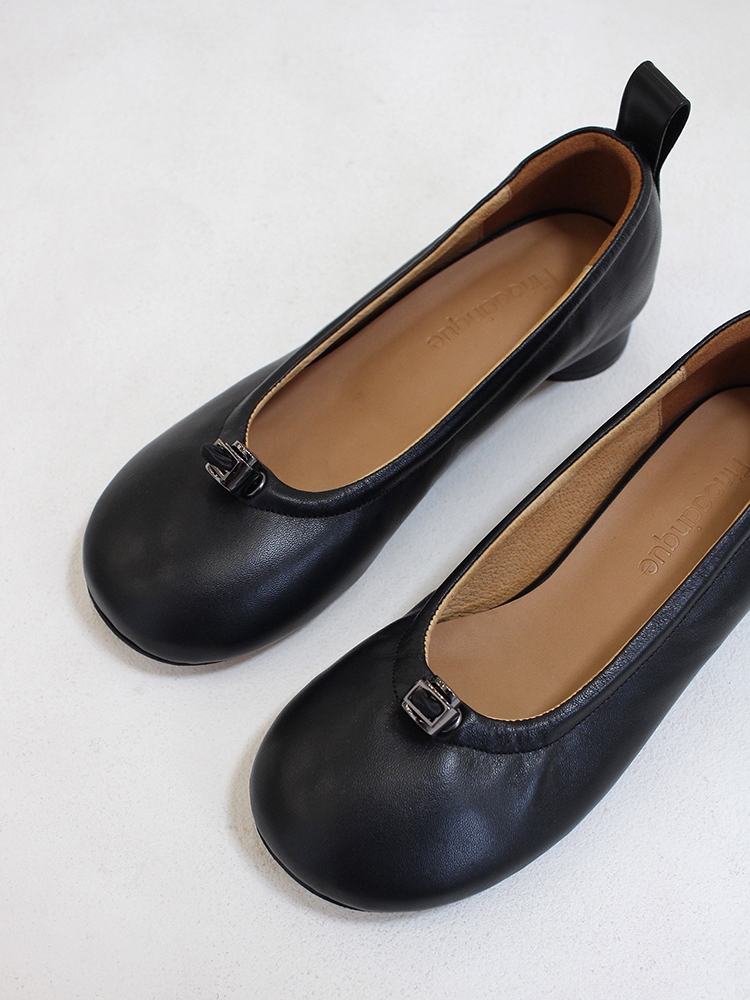 Ngela round toe stopper flatshoes_black