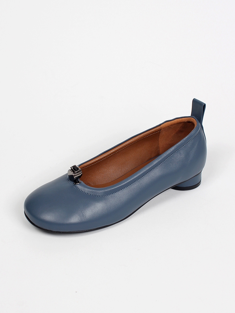 Ngela round toe stopper flatshoes_gray