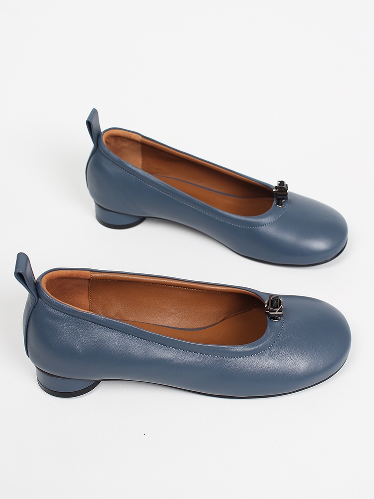 Ngela round toe stopper flatshoes_gray