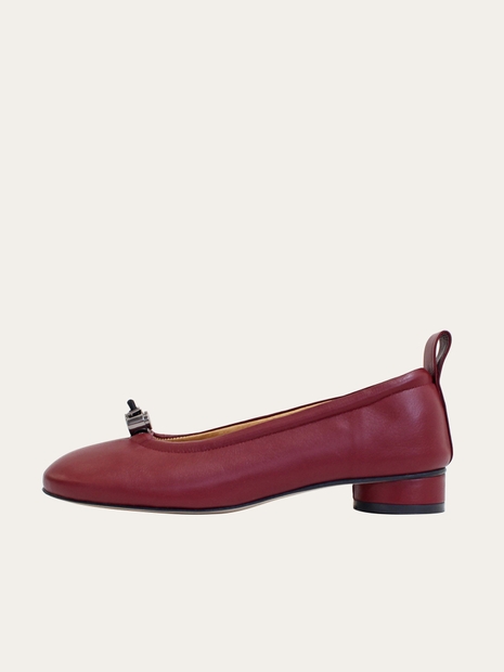 Ngela round toe stopper flatshoes_burgundy