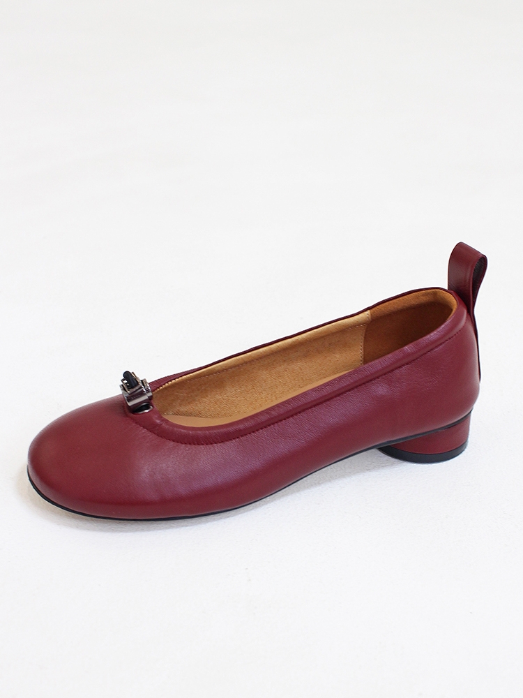 Ngela round toe stopper flatshoes_burgundy