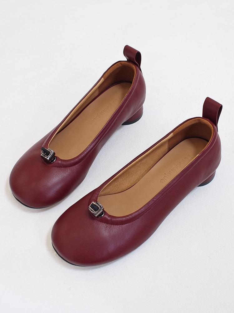 Ngela round toe stopper flatshoes_burgundy