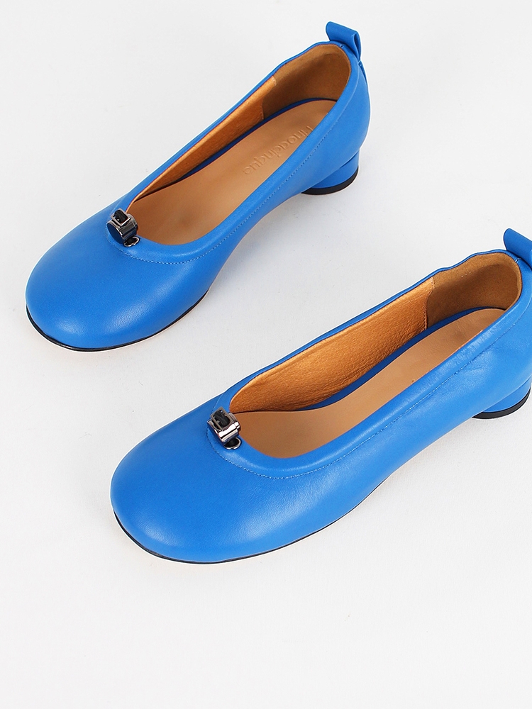 Ngela round toe stopper flatshoes_blue