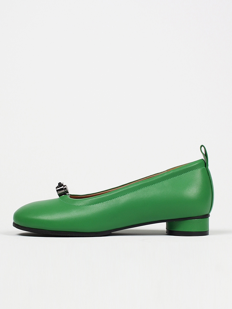 Ngela round toe stopper flatshoes_green