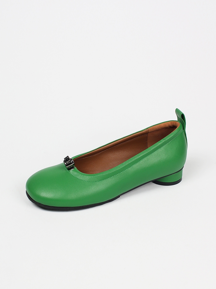 Ngela round toe stopper flatshoes_green