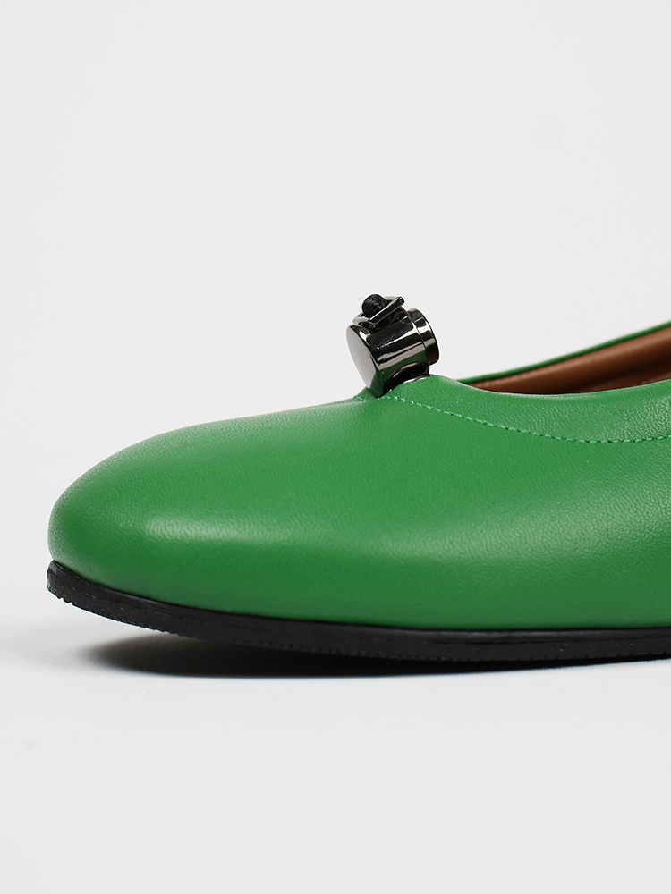 Ngela round toe stopper flatshoes_green