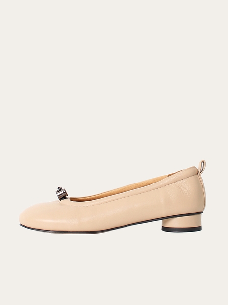 Ngela round toe stopper flatshoes_pinkbeige