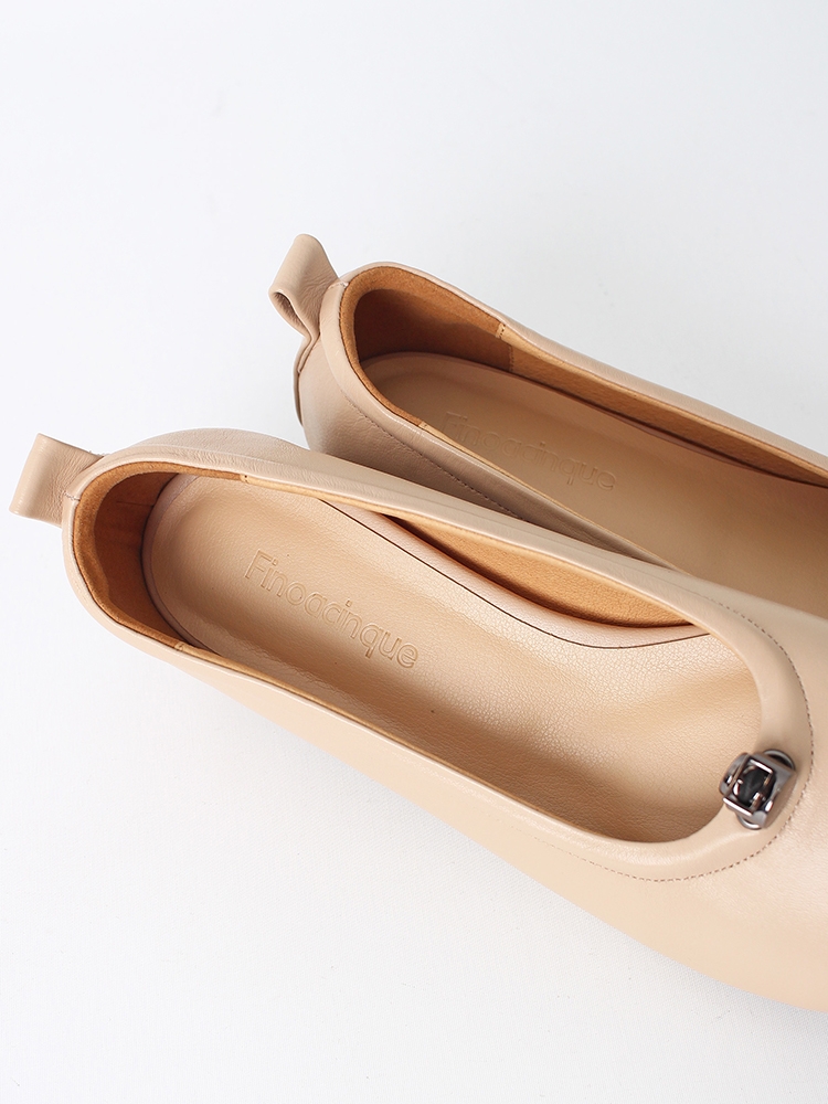 Ngela round toe stopper flatshoes_pinkbeige