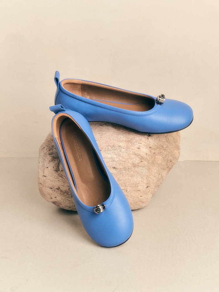 Ngela round toe stopper low pumps_blue