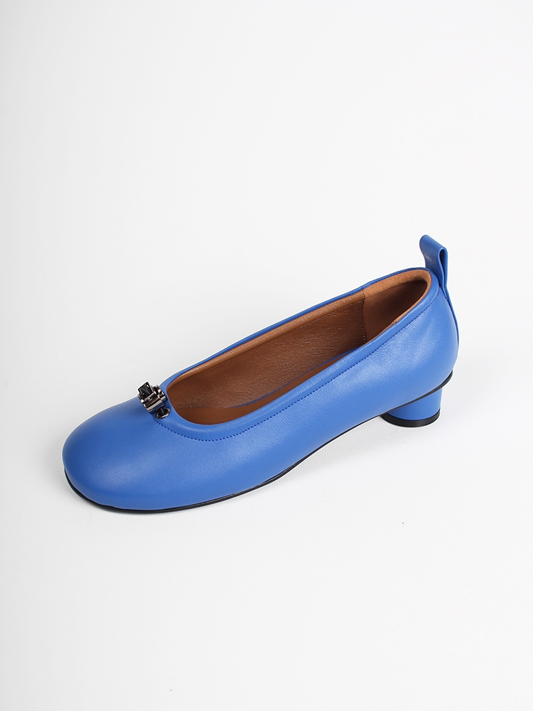 Ngela round toe stopper low pumps_blue