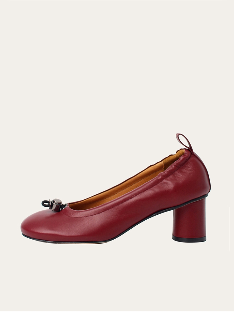 Ngela round toe stopper middle pumps_burgundy