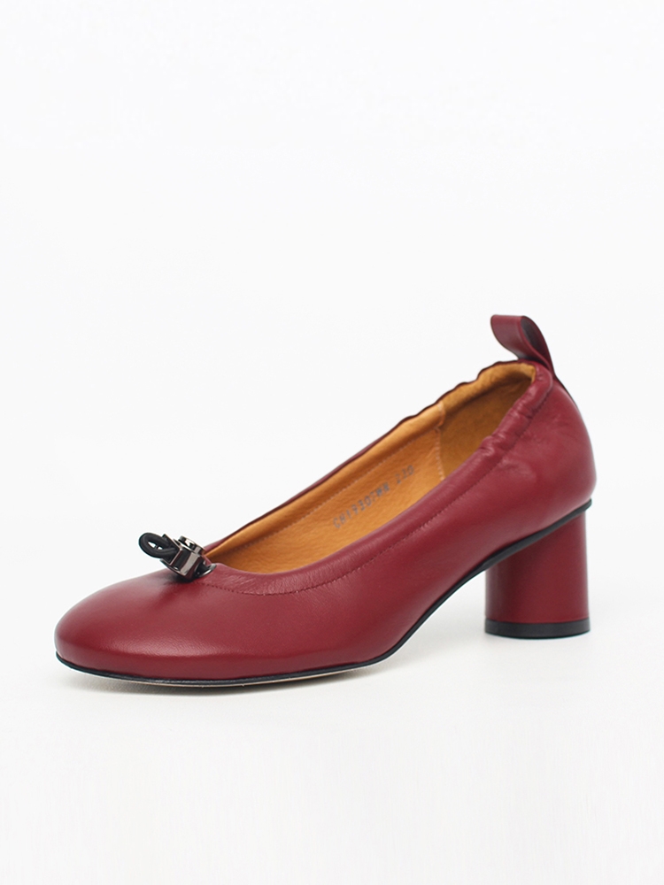 Ngela round toe stopper middle pumps_burgundy