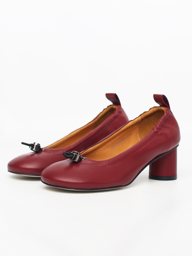 Ngela round toe stopper middle pumps_burgundy