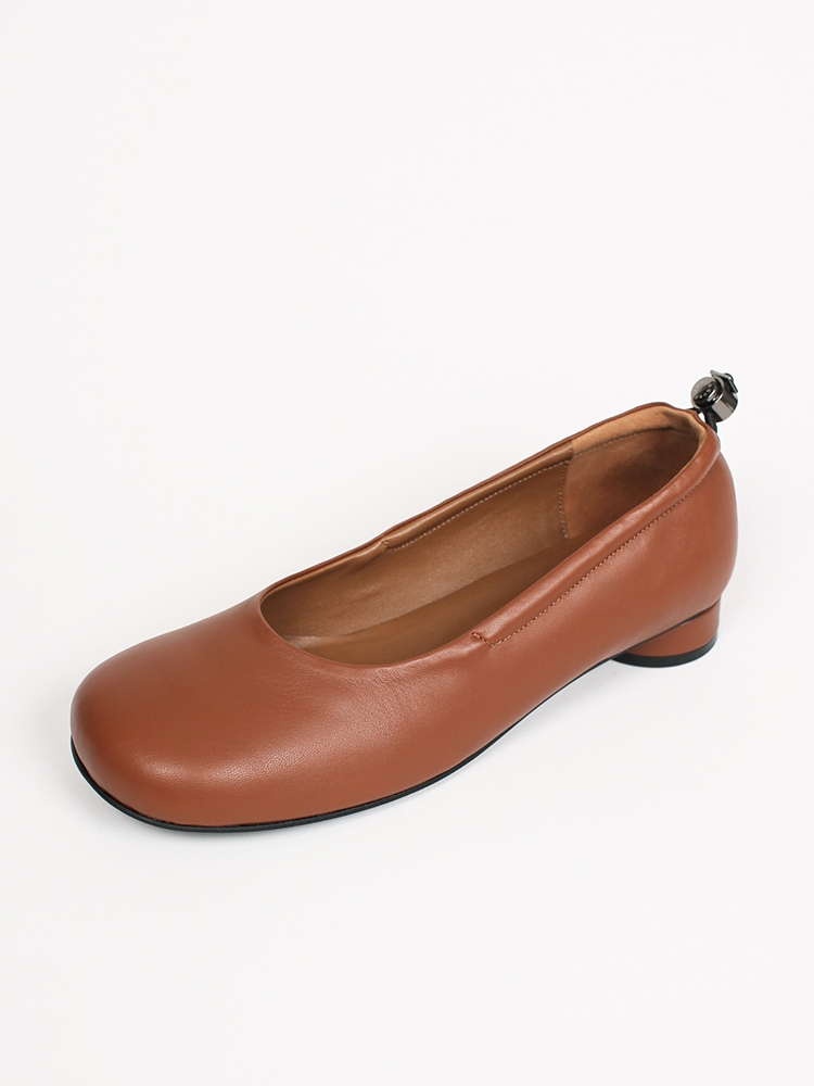 Uhjeo square toe stopper flatshoes_camel