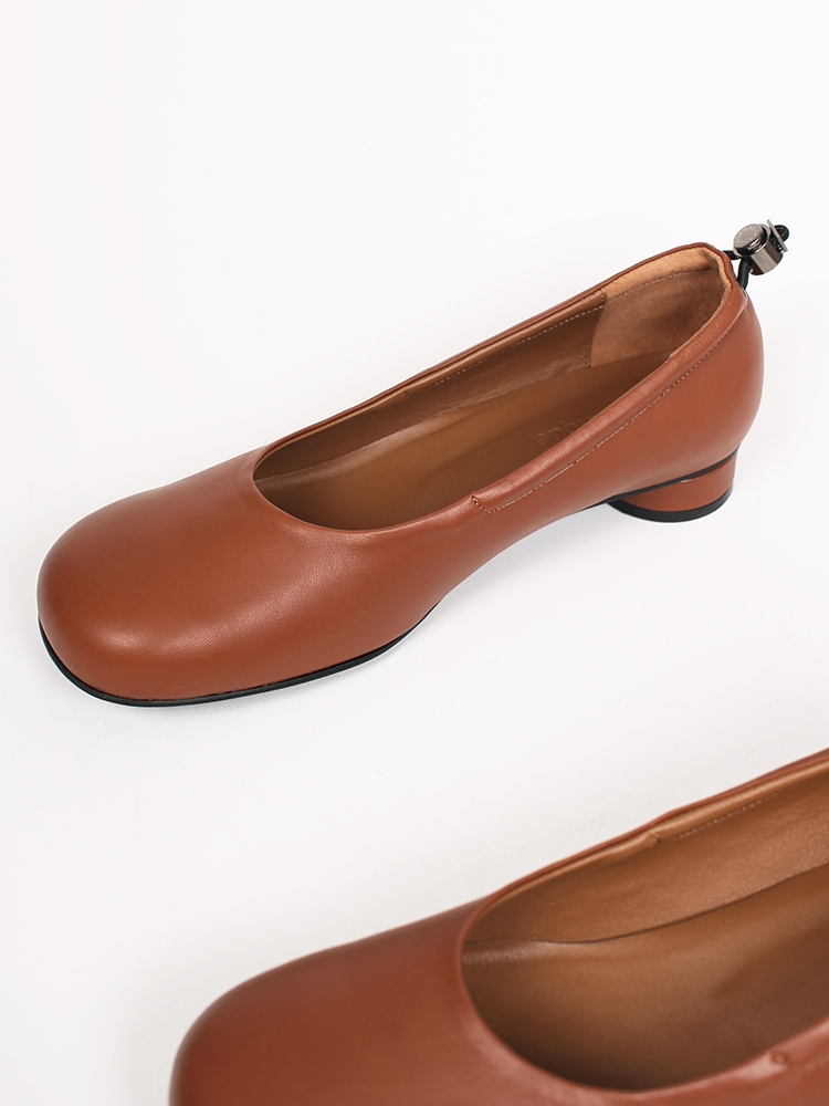 Uhjeo square toe stopper flatshoes_camel