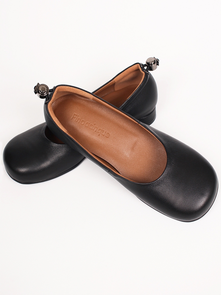 Uhjeo square toe stopper flatshoes_black