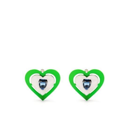 [해외배송] 23SS 사프 사푸 이어링 NEON HEART EARRINGS GREEN SILVER GREEN