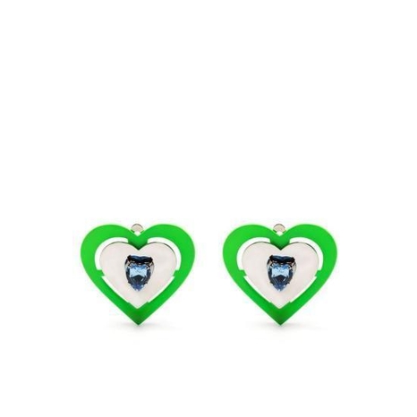 [해외배송] 23SS 사프 사푸 이어링 NEON HEART EARRINGS GREEN SILVER GREEN