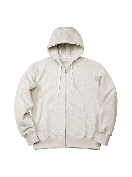 2-Way Essential Sweat Hooded zip-up (Oatmeal Melange)