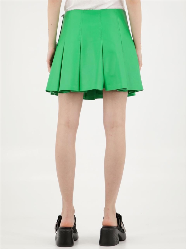 보테가베네타 SS22 Green leather skirt 701478_V23U0_4809