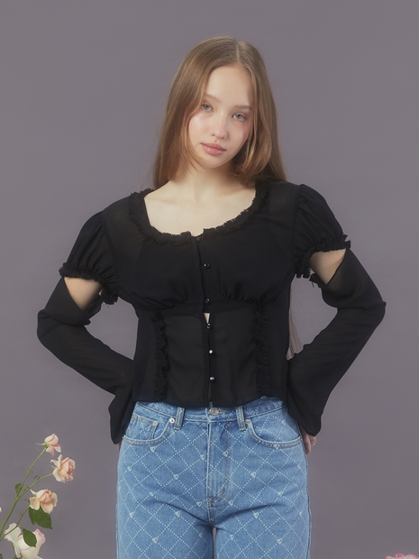 TWO-WAY CHIFFON BLOUSE (BLACK)