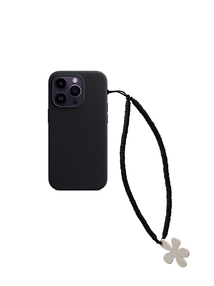 BAY DAISY PHONE STRAP BLACK