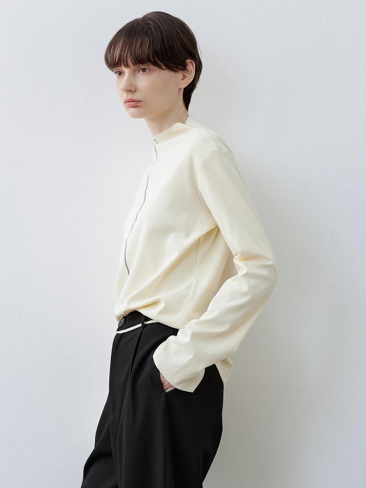 TG_Middle line long sleeves top_IVORY