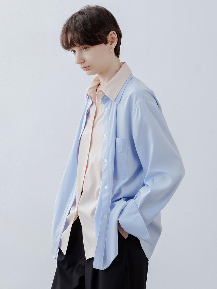 TG_Pocket fake two-pieces shirt_BLUE