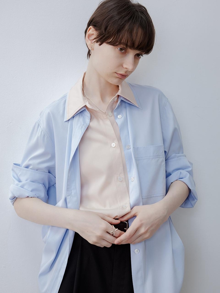 TG_Pocket fake two-pieces shirt_BLUE